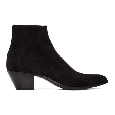 Shop Saint Laurent Black Suede Finn Boots In 1000 Nero