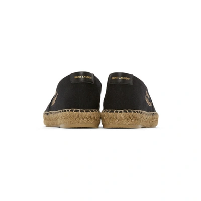 Shop Saint Laurent Black Embroidered Logo Espadrilles In 1000 Nero