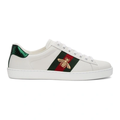 Gucci Men's New Ace Embroidered Low-top Sneakers In Bianco