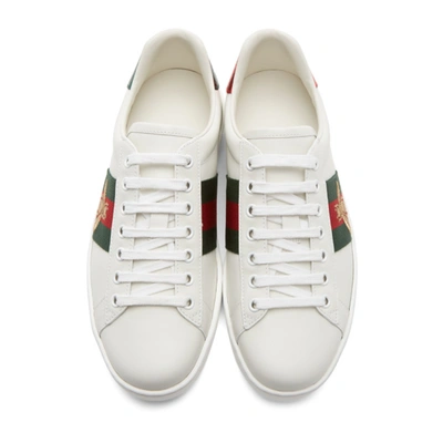 Gucci Men's New Ace Embroidered Low-top Sneakers In Bianco