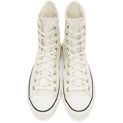 Shop Converse Off-white Leather Chuck Lift High-top Sneakers In Egret/white