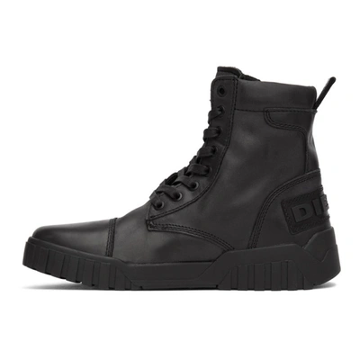 Shop Diesel Black H-rua Am Lace-up Boots In T8013 Black