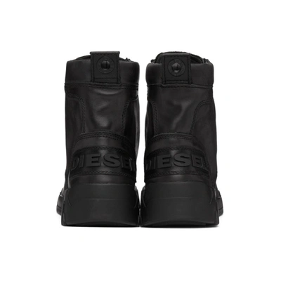 Shop Diesel Black H-rua Am Lace-up Boots In T8013 Black