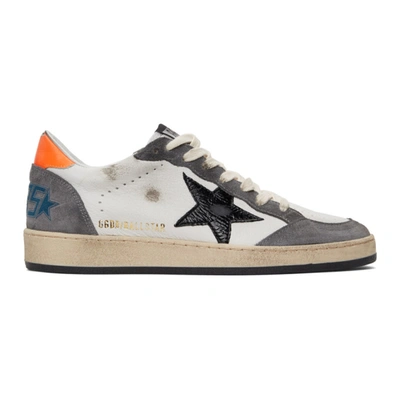 Shop Golden Goose White & Grey Ball Star Sneakers In White/grey/