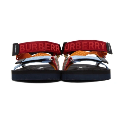 Shop Burberry Multicolor Jacquard Logo Sandals In Bright Red