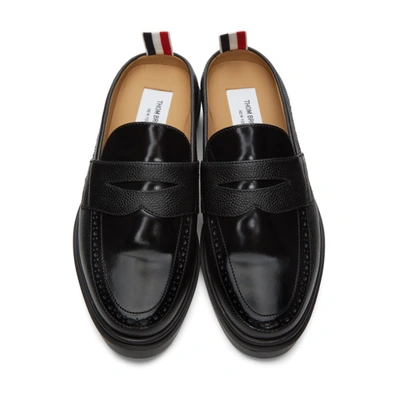 Shop Thom Browne Black Lightweight Sole Slip-on Penny Loafers In 001 Black