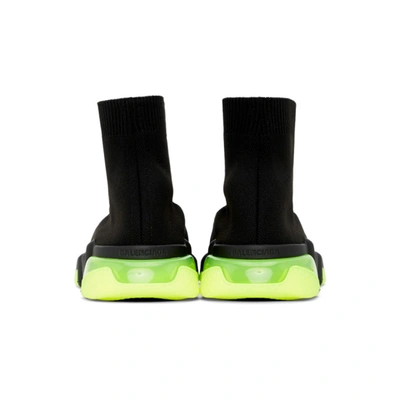 Shop Balenciaga Black & Green Speed Clear Sole Sneakers In 1048 Blkflu