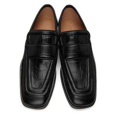 Shop Bottega Veneta Black Croc Loafers In 1000 Black