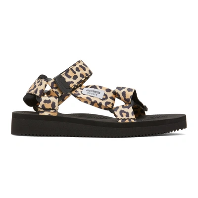 Shop Wacko Maria Beige And Black Suicoke Edition Leopard Beach Sandals