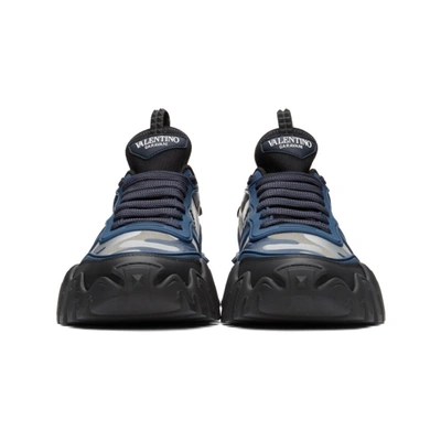 Shop Valentino Black And Blue  Garavani Camo Rockrunner Sneakers In 53g New Bal