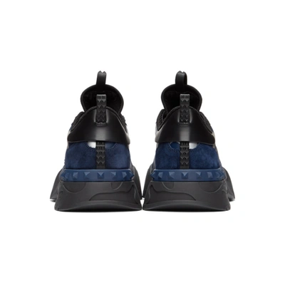 Shop Valentino Black And Blue  Garavani Camo Rockrunner Sneakers In 53g New Bal
