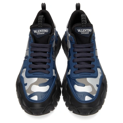 Shop Valentino Black And Blue  Garavani Camo Rockrunner Sneakers In 53g New Bal