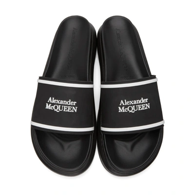 Shop Alexander Mcqueen Black & White Hybrid Logo Slides In 1006 Blkwht