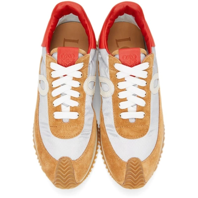 Shop Loewe Grey & Tan Flow Runner Sneakers In 1261silver/