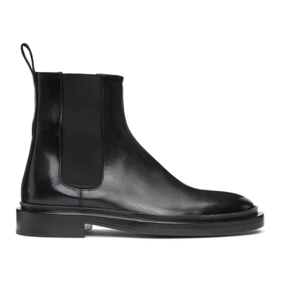 Shop Jil Sander Black Leather Chelsea Boots In 001 Black
