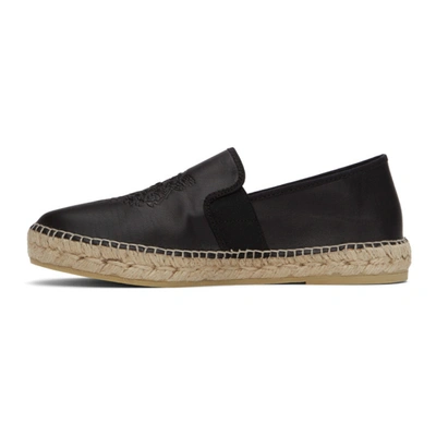 Shop Kenzo Black Leather Tiger Head Espadrilles In 99 Black