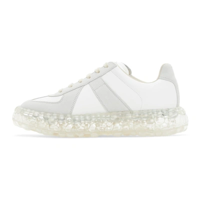 Shop Maison Margiela White & Grey Caviar Replica Sneakers In Off Whitet