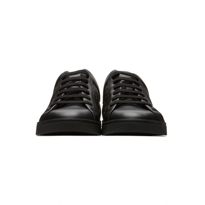 Shop Fendi Black Leather Logo Sneakers In F0abb Nero+