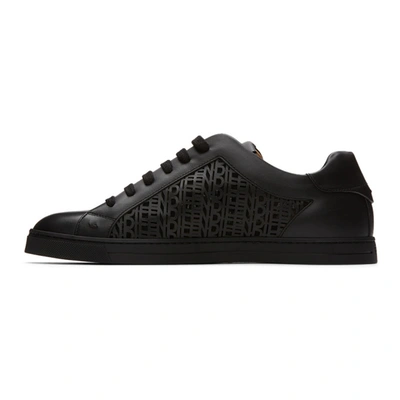 Shop Fendi Black Leather Logo Sneakers In F0abb Nero+