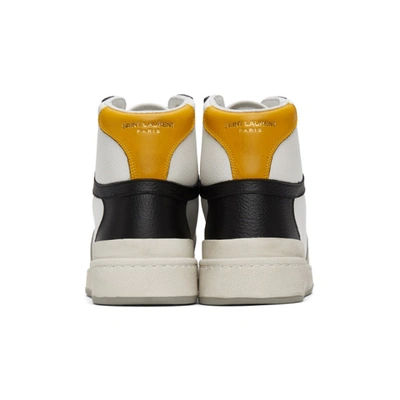 Shop Saint Laurent White & Yellow Paneled High-top Sneakers In 9664 White