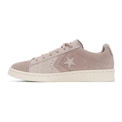 Shop Converse Pink Suede Pro Leather Ox Sneakers In Gray/gum