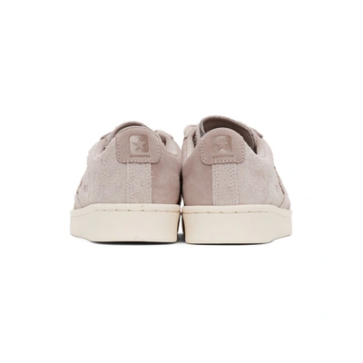Shop Converse Pink Suede Pro Leather Ox Sneakers In Gray/gum
