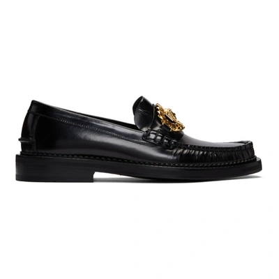 Shop Versace Black Medusa Moccasin Loafers In D41oh Black