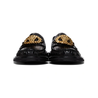 Shop Versace Black Medusa Moccasin Loafers In D41oh Black