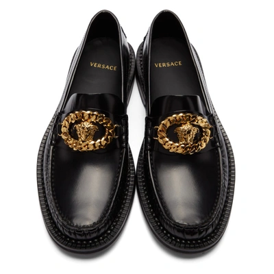 Shop Versace Black Medusa Moccasin Loafers In D41oh Black