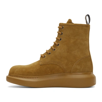 Shop Alexander Mcqueen Beige Suede Lace-up Boots In 9821chwood