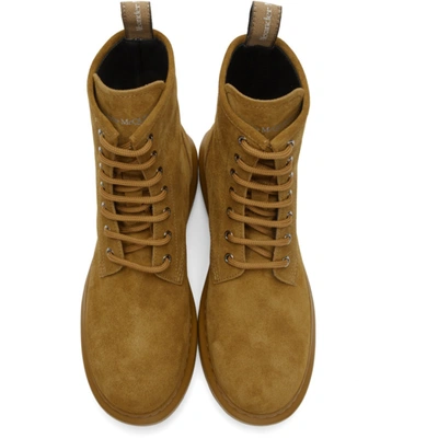 Shop Alexander Mcqueen Beige Suede Lace-up Boots In 9821chwood