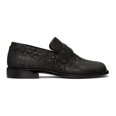 Shop Maison Margiela Black Glitter Tabi Loafers In T8013 Black