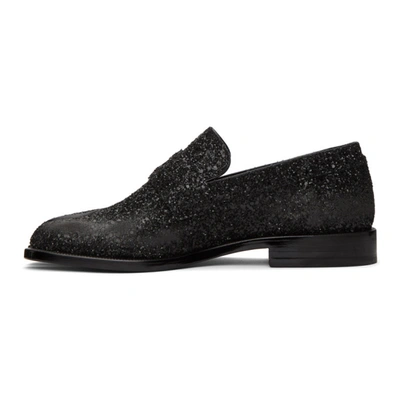 Shop Maison Margiela Black Glitter Tabi Loafers In T8013 Black