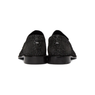 Shop Maison Margiela Black Glitter Tabi Loafers In T8013 Black