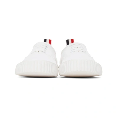 Shop Thom Browne White Canvas Vulcanized Sneakers In 100 - White