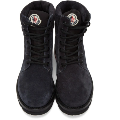 Shop Moncler Black Suede Vancouver Boots In 927 Black