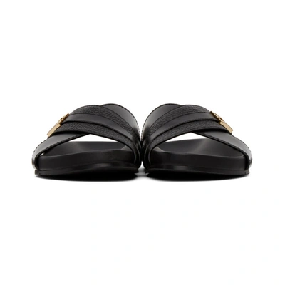 Shop Fendi Black & Gold Baguette Sandals In F0abb Black