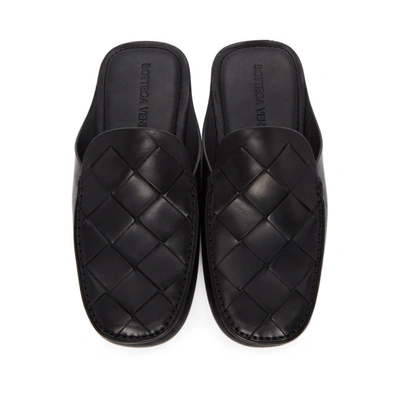 Shop Bottega Veneta Black Intrecciato Open Back Loafers In 1000 Black