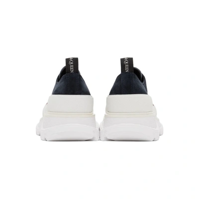 Shop Alexander Mcqueen Navy And White Suede Tread Slick Platform Sneakers In 4018 Navywh