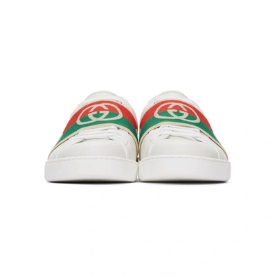 GUCCI Calfskin Web Mens Gucci Band Ace Sneakers 9.5 White 1227553