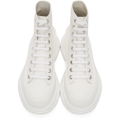 Shop Alexander Mcqueen White Canvas Tread Slick Boots In 9000white/w