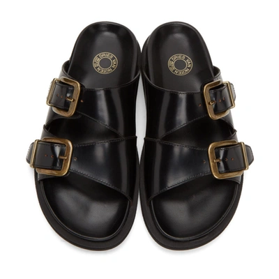 Shop Dries Van Noten Black Leather Slip-on Sandals In 900 Black