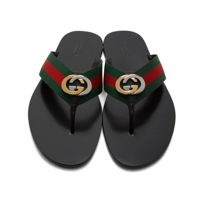 Shop Gucci Red & Green Kika Thong Sandals In 8476 Green