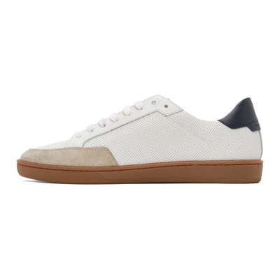 Shop Saint Laurent White Perforated Sl 10 Sneakers In 9960boab