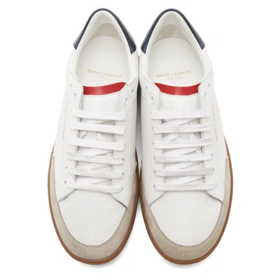 Shop Saint Laurent White Perforated Sl 10 Sneakers In 9960boab