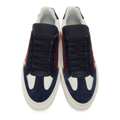 Shop Ferragamo Salvatore  White And Blue Giancini Sneakers In Bluemarine