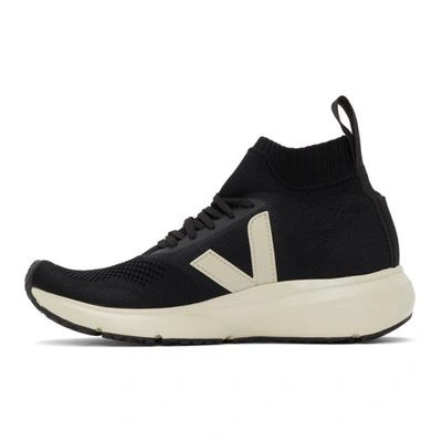 Shop Rick Owens Black & Off-white Veja Edition Sock Runner Sneakers In 919 Blkwht