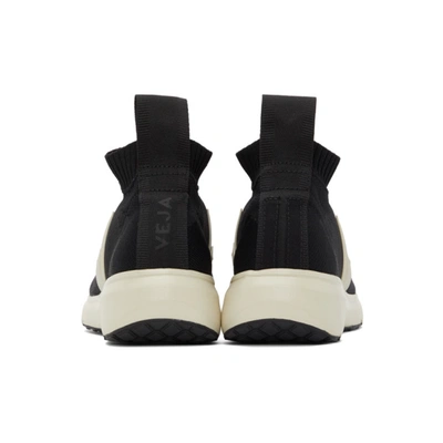 Shop Rick Owens Black & Off-white Veja Edition Sock Runner Sneakers In 919 Blkwht