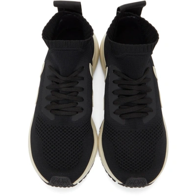 Shop Rick Owens Black & Off-white Veja Edition Sock Runner Sneakers In 919 Blkwht