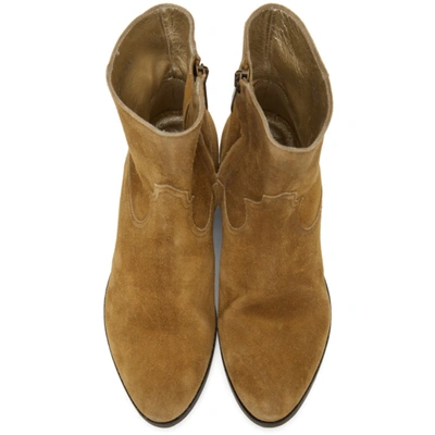 Shop Golden Goose Brown Suede Cowboy Boots In Mustard